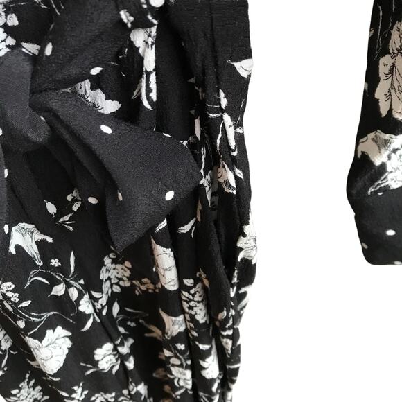 Zara Dark Floral Print Jumpsuit Size XS Long Sleeves V-Neck Going Out Outfit - Picture 5 of 15